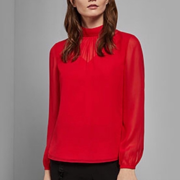 Ted Baker Red Long Sleeve Top- Size 0 - Picture 6 of 7